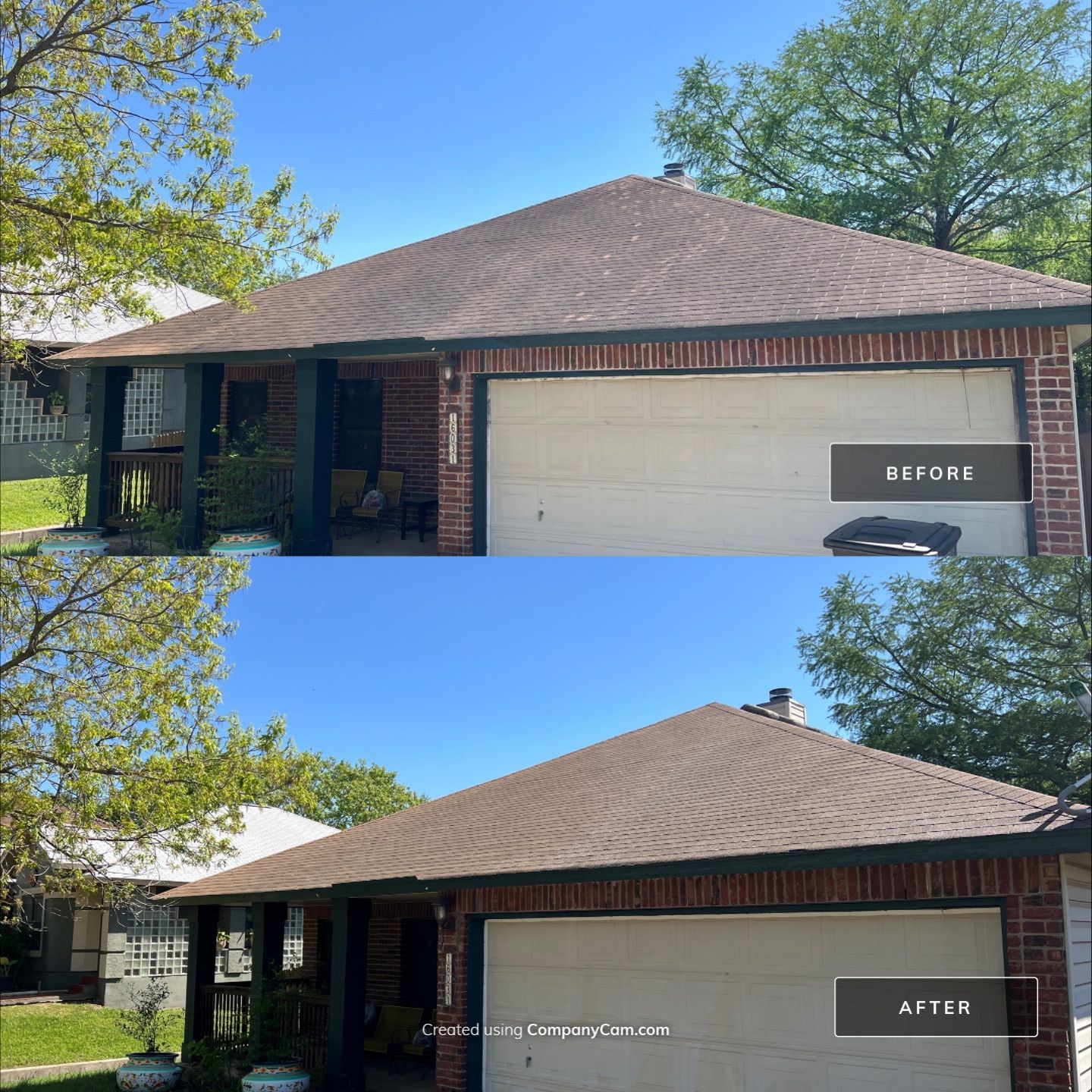 Front Roof Section Shingle Soft Wash – Algae & Mildew Removal (Approx. 435 SQFT)