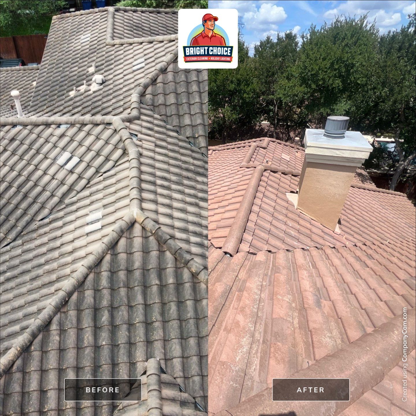 Tile Roof Soft Wash Project with Stay Bright Guarantee – San Antonio, TX